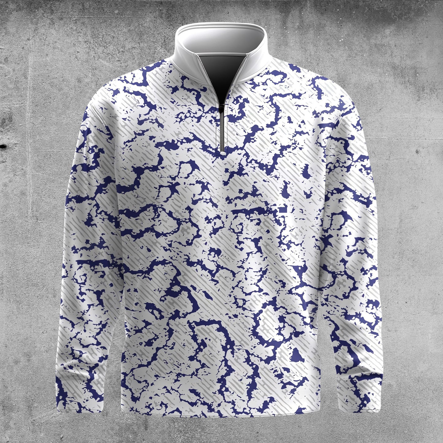 Blue Cracked Sport  Men Quarter-zip Pullover