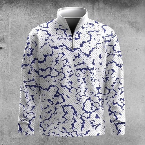 Blue Cracked Sport  Men Quarter-zip Pullover