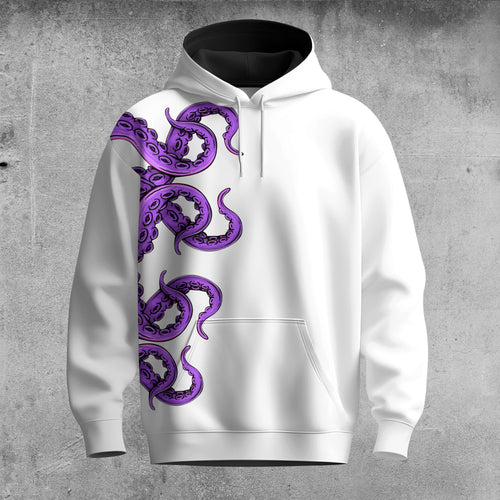 Purple Octopus Spout Men Hoodie
