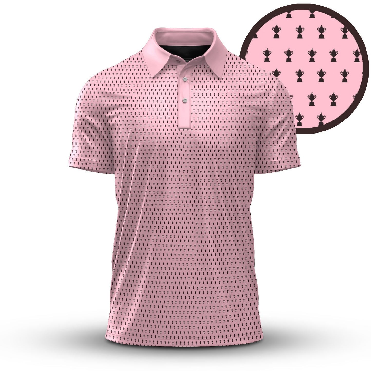 2026  Trophy Pattern Pink Men Polo Shirt