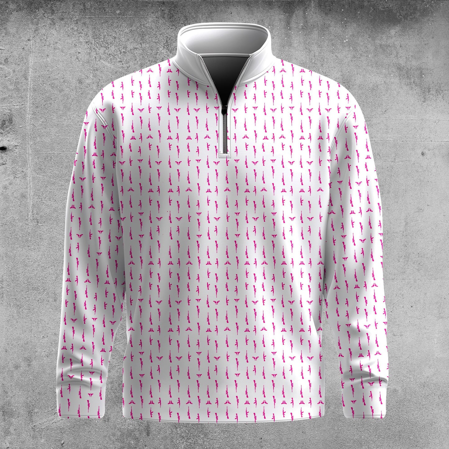 Pink Gun Pattern  Men Quarter-zip Pullover