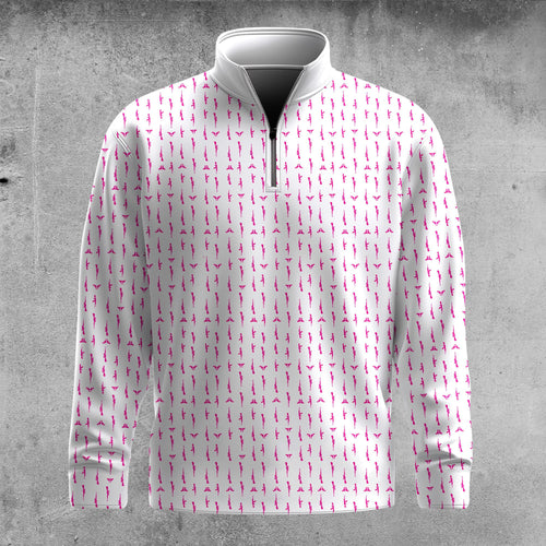 Pink Gun Pattern  Men Quarter-zip Pullover