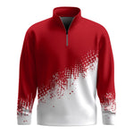 Red White Half Pattern Men Quarter-zip Pullover