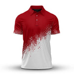 Red White Half Pattern Men Polo Shirt