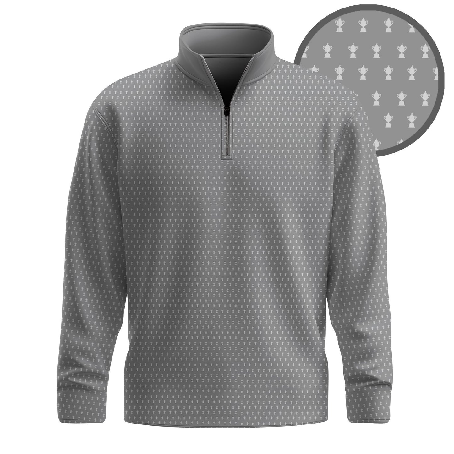 2026  Trophy Pattern Grey Men Quarter-zip Pullover