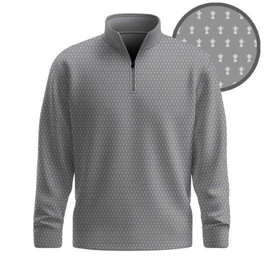 2026  Trophy Pattern Grey Men Quarter-zip Pullover