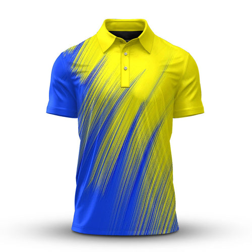 Yellow Blue Painting  Men Polo Shirt
