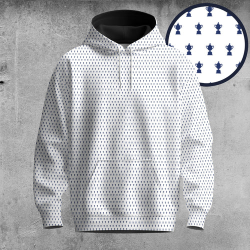 2026  Trophy Pattern White And Blue Men Hoodie
