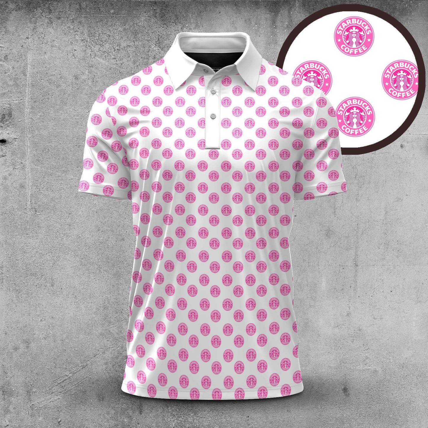 Pink SBucks Men Polo Shirt