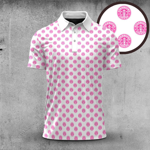 Pink SBucks Men Polo Shirt