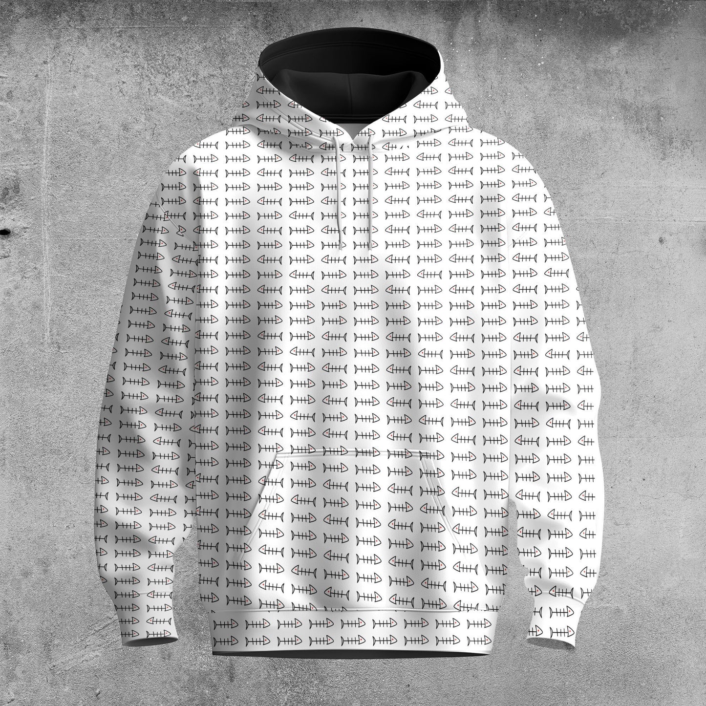 Fish Bone Pattern Men Hoodie