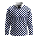 White And Blue Chessboard Men Quarter-zip Pullover