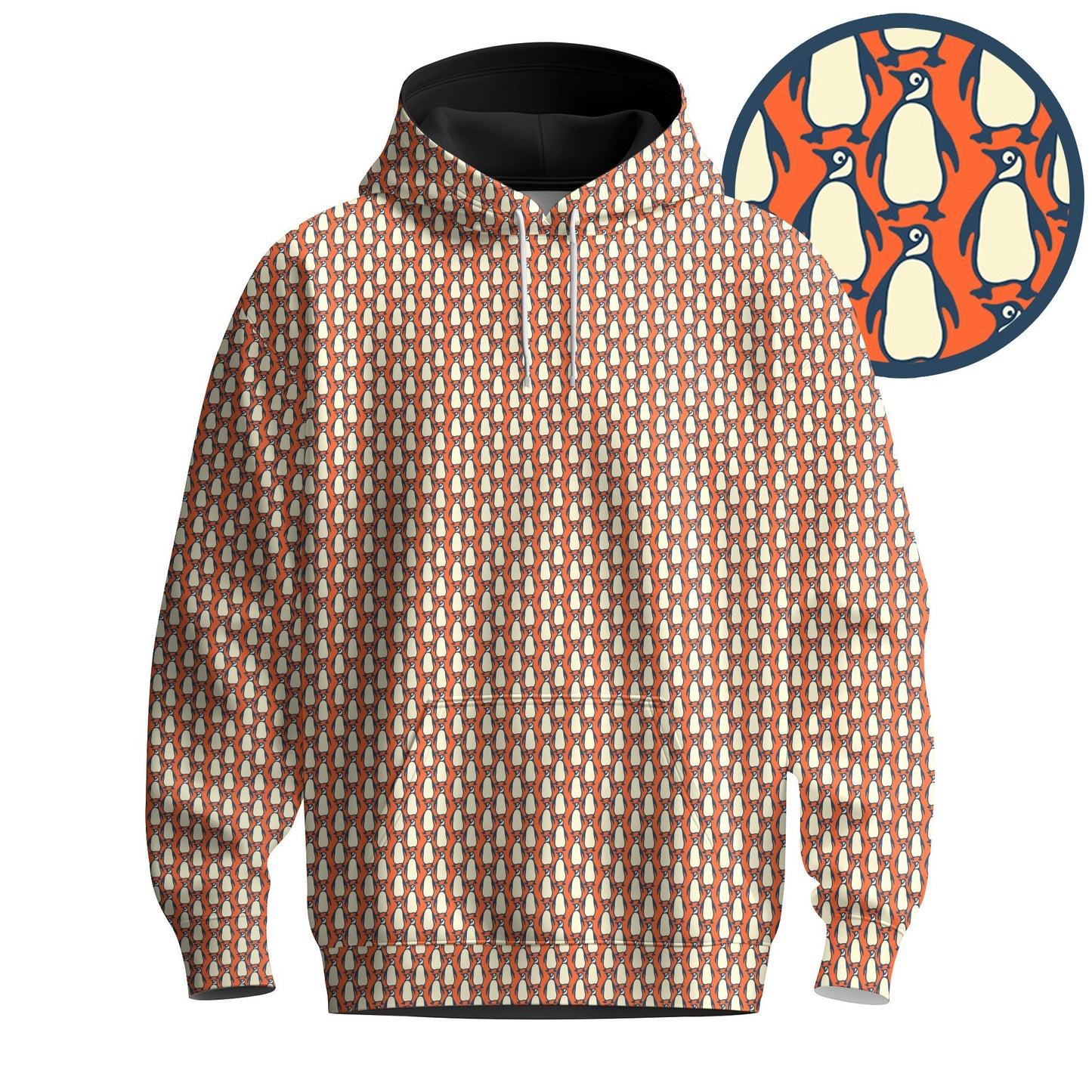 Penguin Orange Men Hoodie