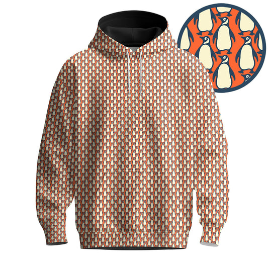 Penguin Orange Men Hoodie