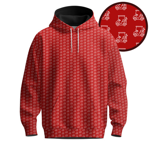 Red White Golf Cart Pattern Men Hoodie