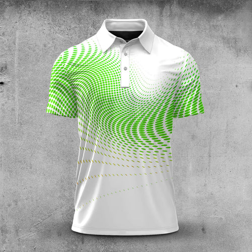 Dynamic Sporty Green Pattern  Men Polo Shirt