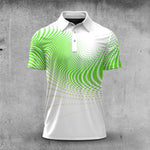 Dynamic Sporty Green Pattern  Men Polo Shirt