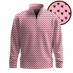 Black Pink Spider Pattern Men Quarter-zip Pullover