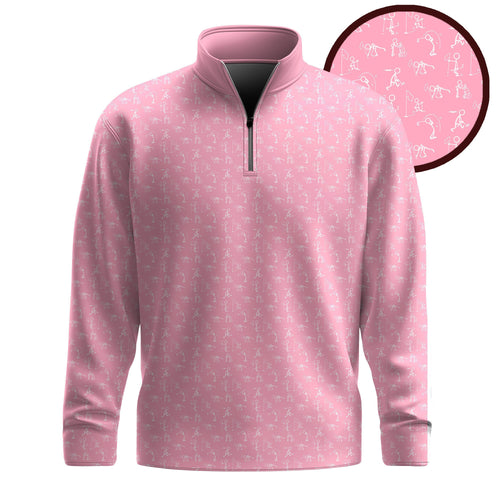 Stick Figures Pink White Men Quarter-zip Pullover