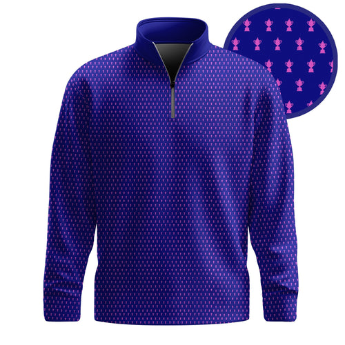 2026  Trophy Pattern Blue And Pink Men Quarter-zip Pullover
