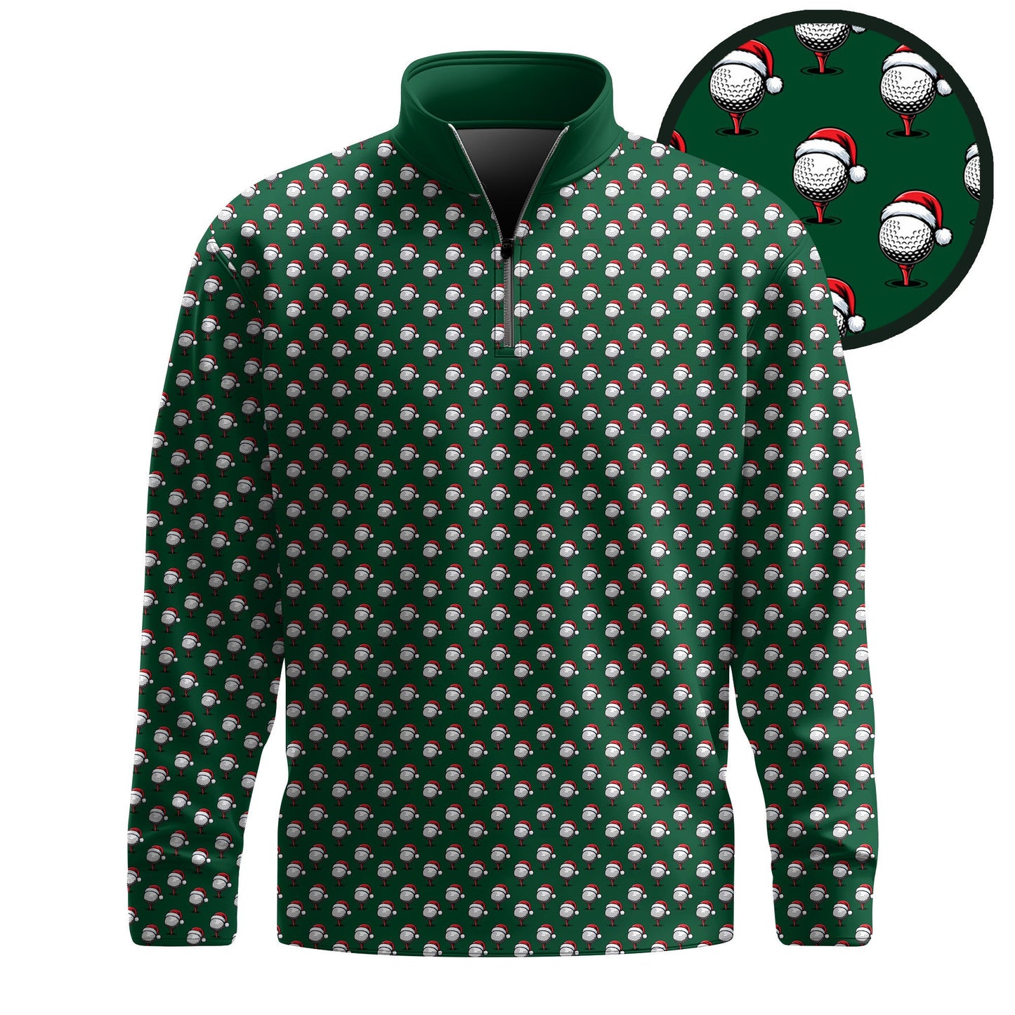 Christmas Golf Ball Seamless Pattern Men Quarter-Zip Pullover