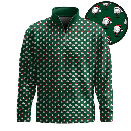 Christmas Golf Ball Seamless Pattern Men Quarter-Zip Pullover