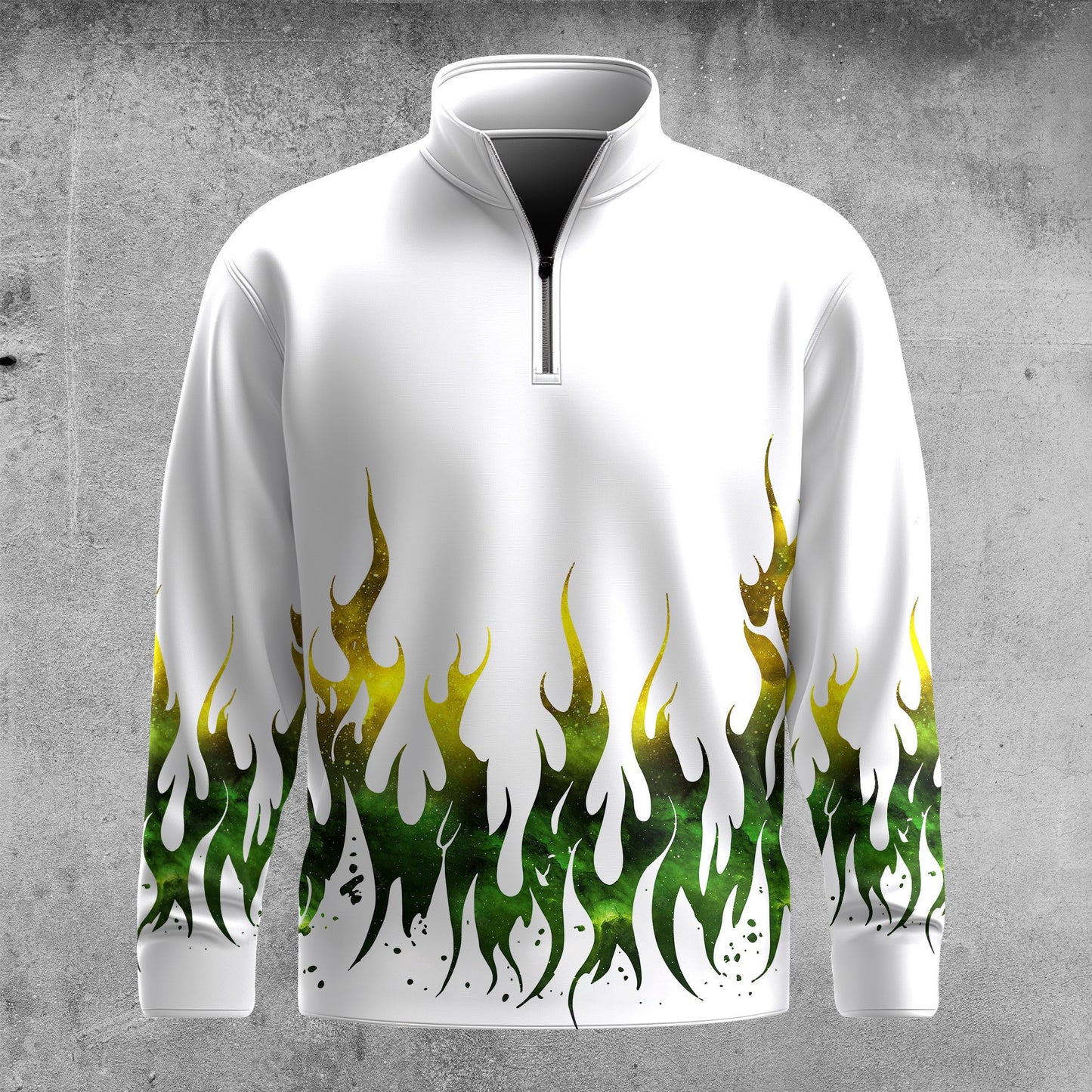 Green Yellow Fire  Men Quarter-Zip Pullover