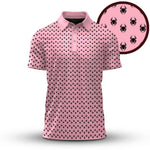 Black Pink Spider Pattern Men Polo Shirt