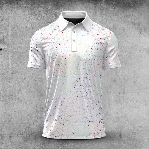 Color Paint Point  Men Polo Shirt