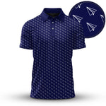 Blue Paper Airplane Men Polo Shirt