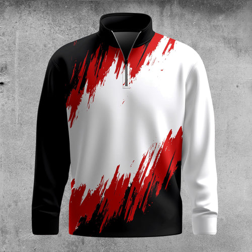 2026 White Black Red Men Quarter-zip Pullover