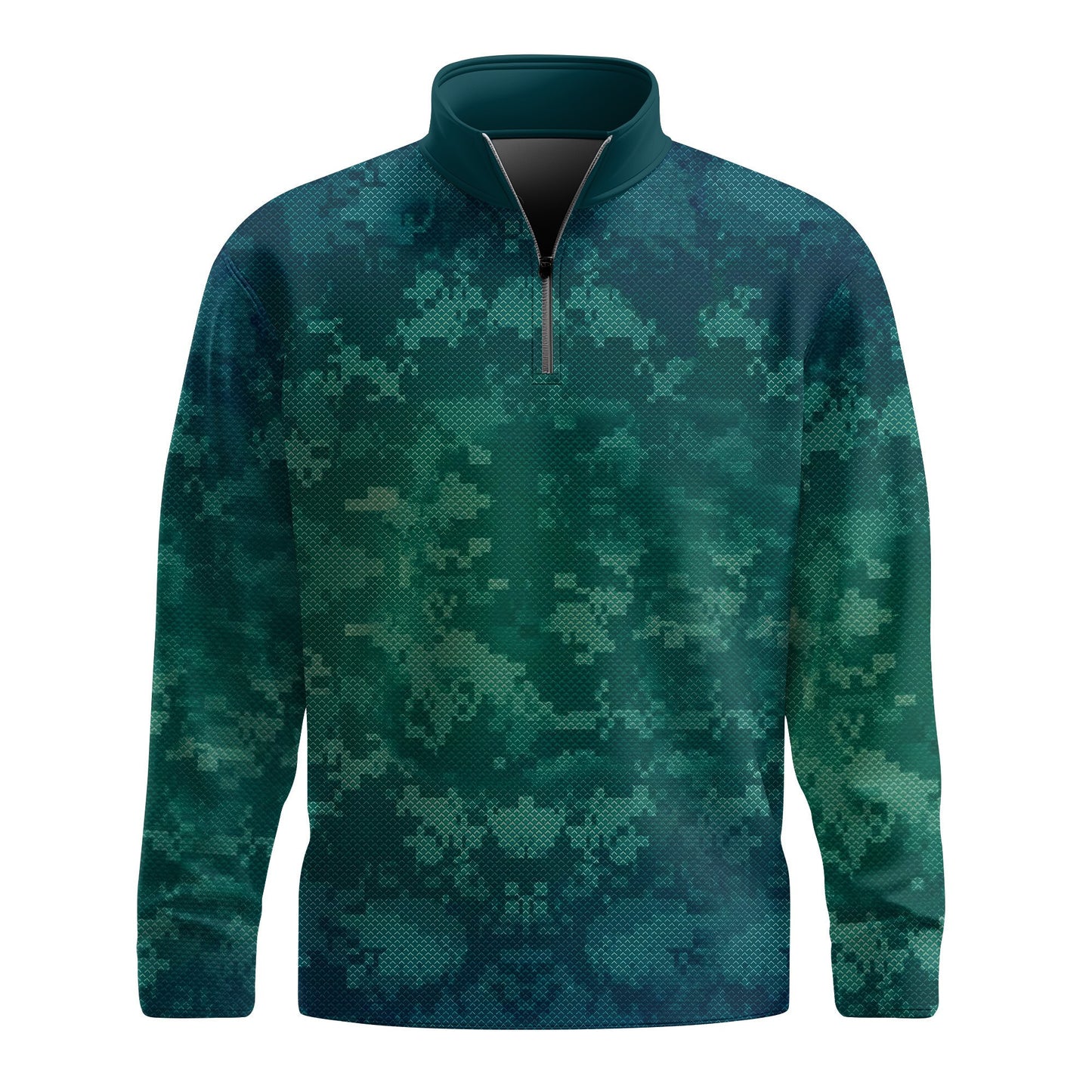 Green Pixel Camo  Men Quarter-zip Pullover