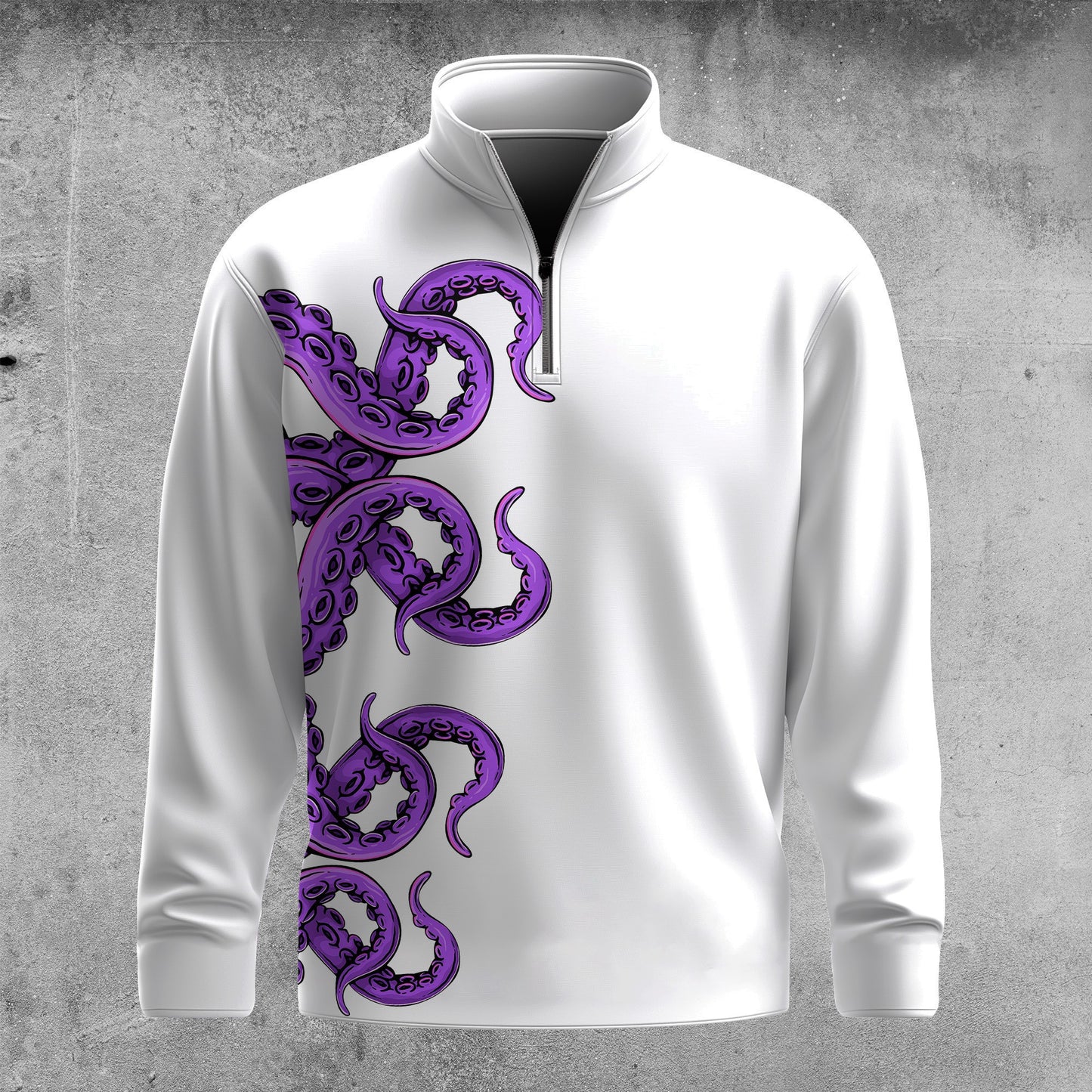 Purple Octopus Spout Men Quarter-zip Pullover