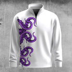 Purple Octopus Spout Men Quarter-zip Pullover