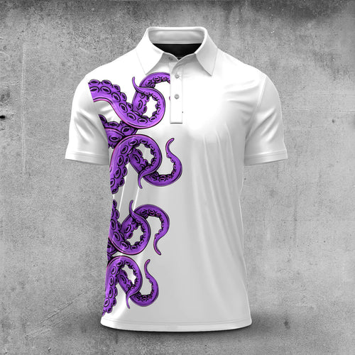 Purple Octopus Spout Men Polo Shirt