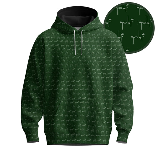 Golf Clubs Green White Seamless Pattern Men Hoodie