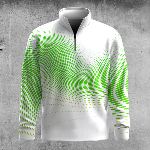 Dynamic Sporty Green Pattern  Men Quarter-zip Pullover