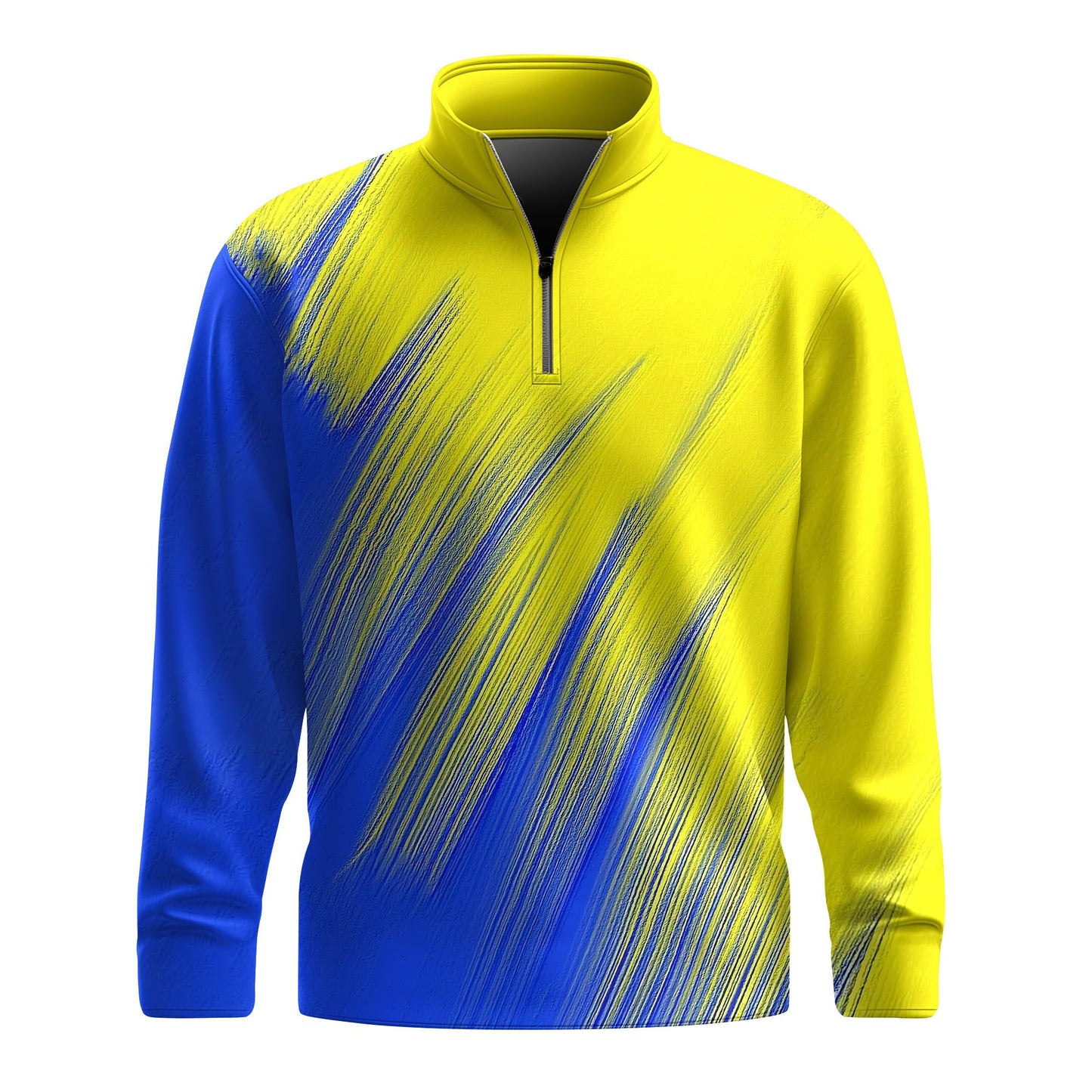 Yellow Blue Painting  Men Quarter-zip Pullover