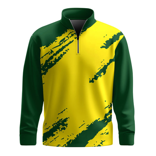 Green Yellow Sporty Men Quarter-Zip Pullover