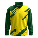 Green Yellow Sporty Men Quarter-Zip Pullover