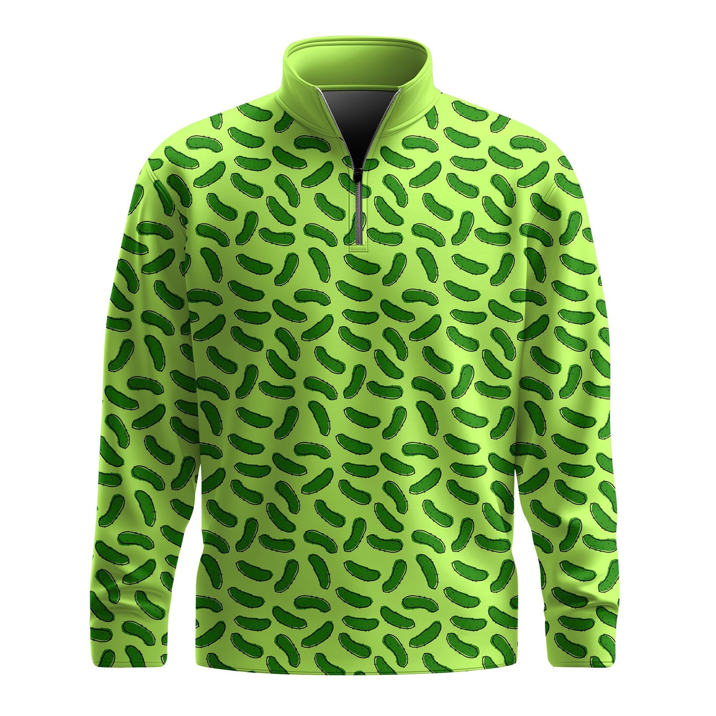 Cucumber Green Seamless Pattern Men Quarter-zip Pullover