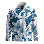 Blue Sport Pattern White Men Quarter-zip Pullover