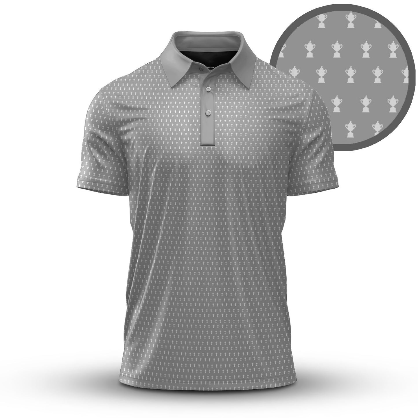 2026  Trophy Pattern Grey Men Polo Shirt