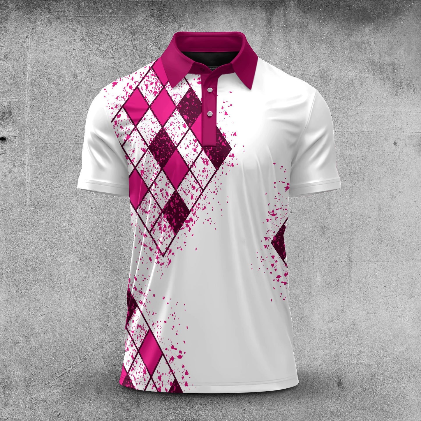 Pink Diamond Pattern  Men Polo Shirt