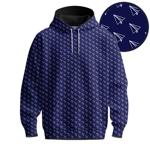 Blue Paper Airplane Men Hoodie