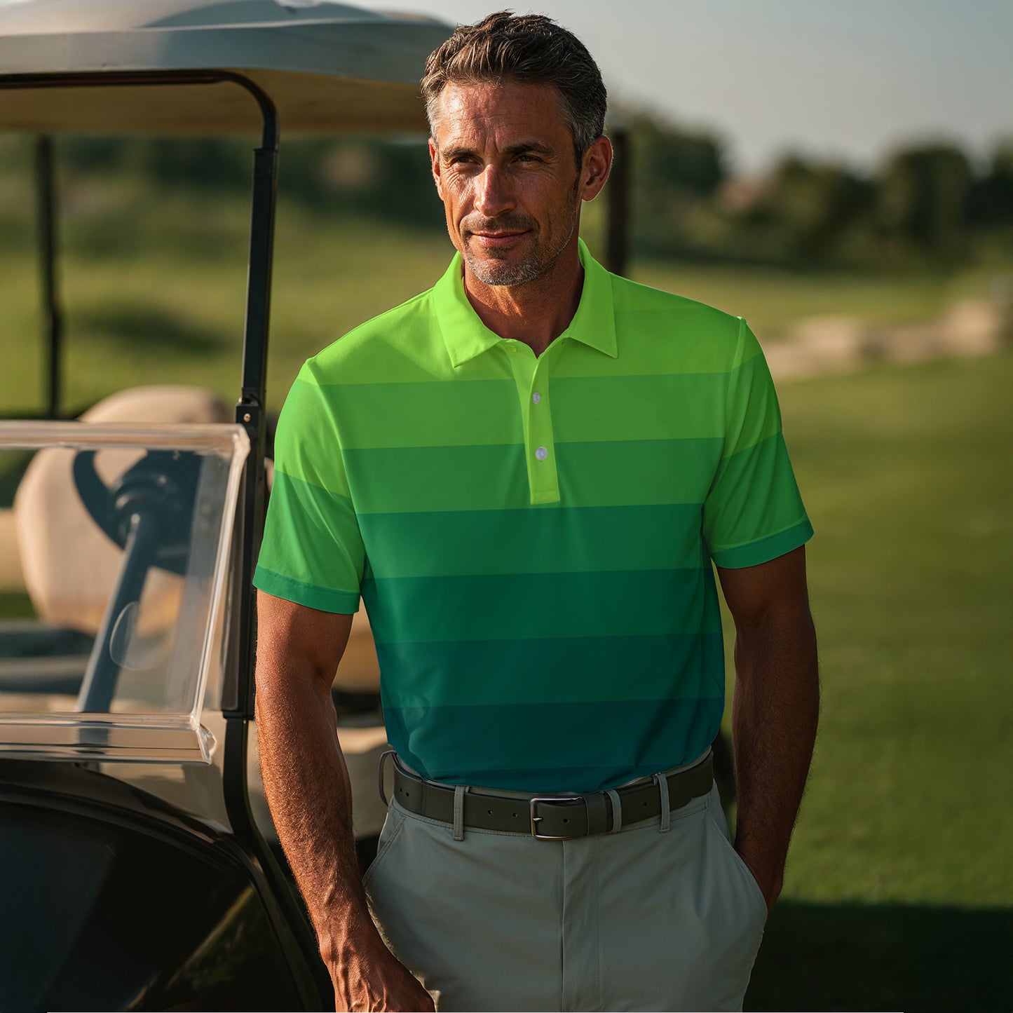 Horizontal Lines Gradient Men Polo Shirt
