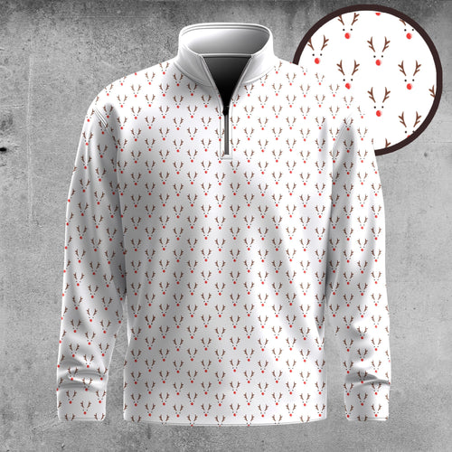 White Reindeer Men Quarter-zip Pullover