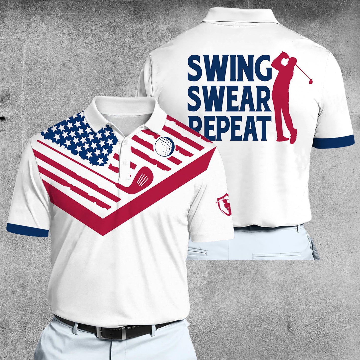 Men Swing Swear Repeat Men Polo Shirt