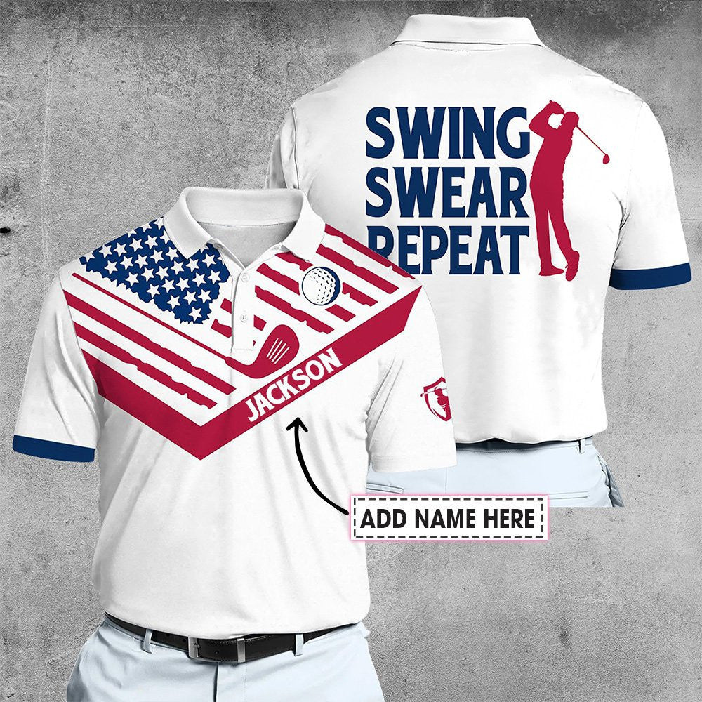 Men Swing Swear Repeat Men Polo Shirt