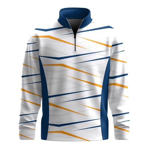 2026  Blue Yellow Sharp Pattern Men Quarter-zip Pullover